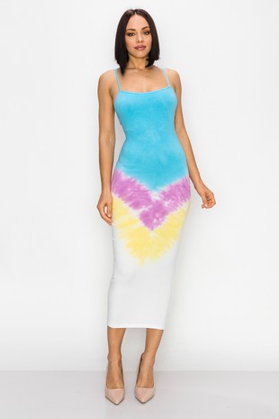 Tamia Tie Dye Midi Bodycon Dress