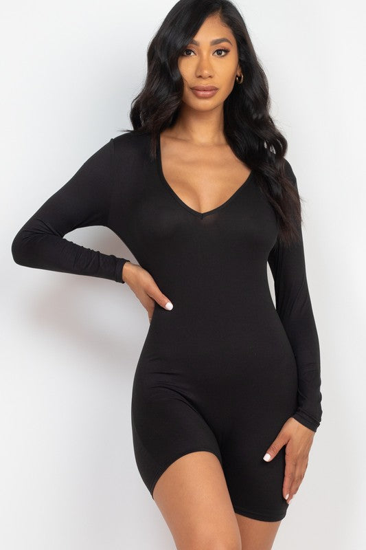 V-Neck Bodycon Romper