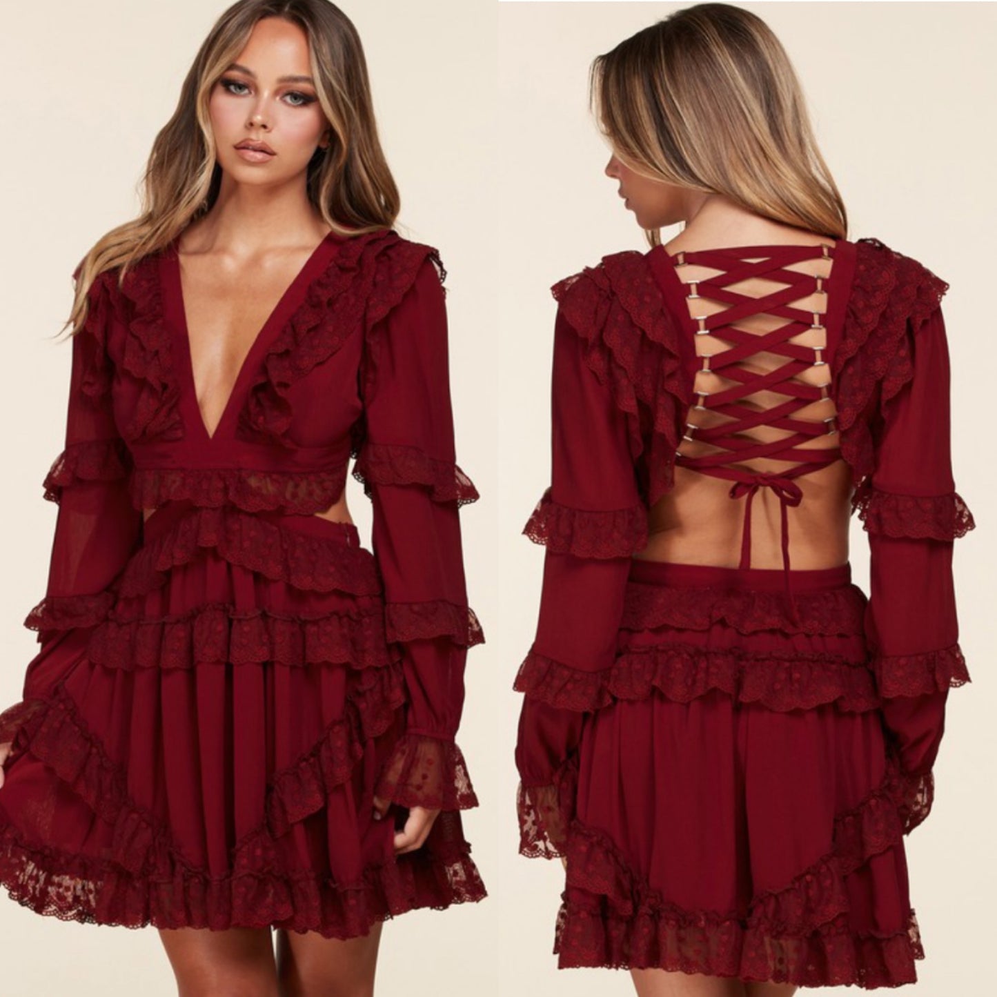 Rosalia Laced Up Ruffle Dress