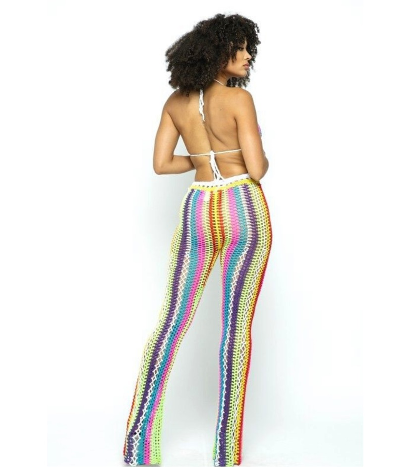Happy Daze Multi-Color Crochet 2pc Pants Set