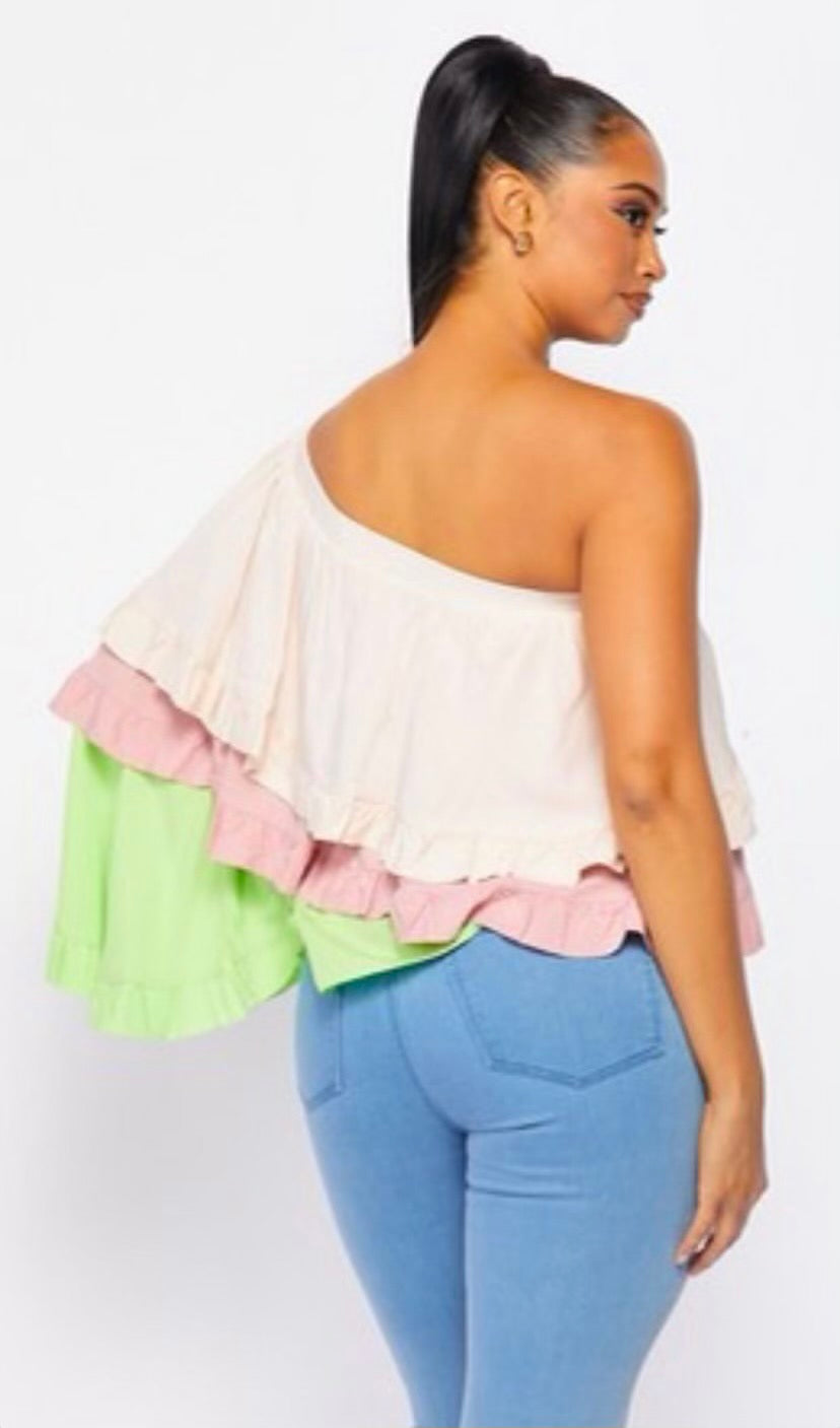 Isabella One Shoulder Ruffle Top