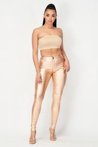METALLIC BRAZILIAN JEANS - ROSE GOLD