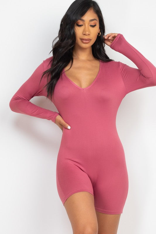 V-Neck Bodycon Romper