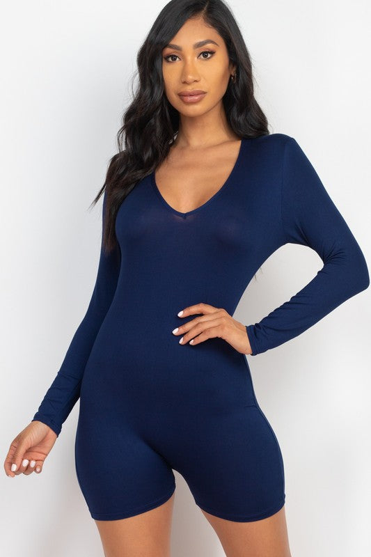 V-Neck Bodycon Romper
