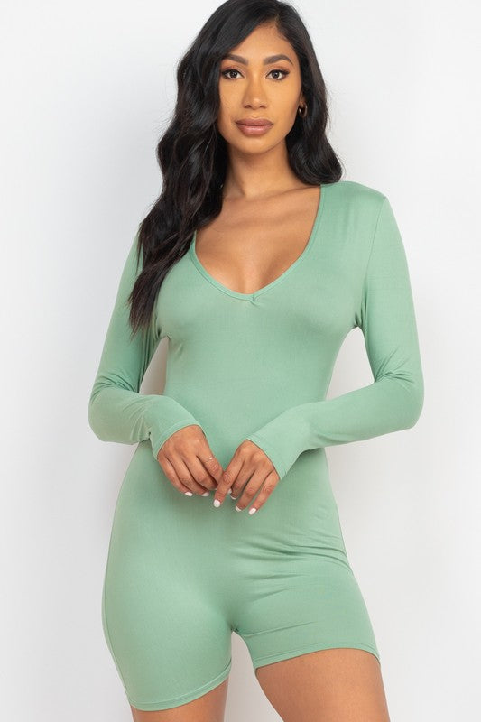 V-Neck Bodycon Romper