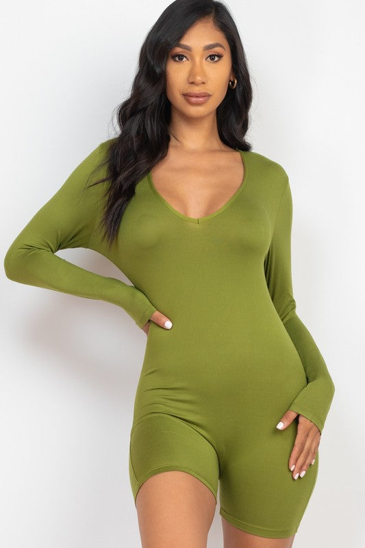 V-Neck Bodycon Romper