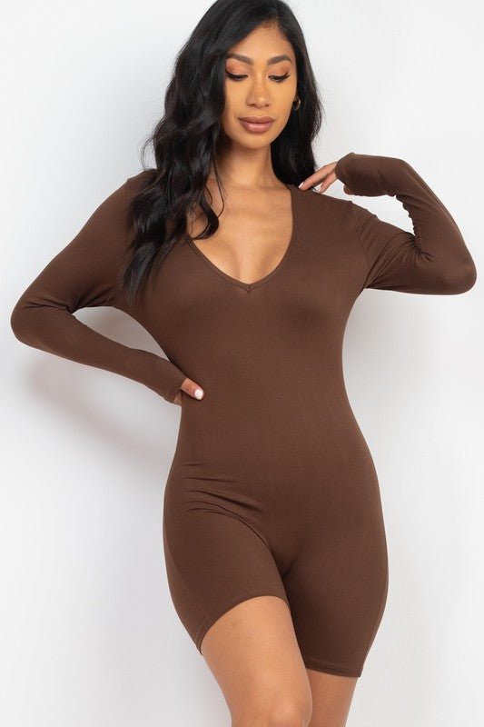 V-Neck Bodycon Romper