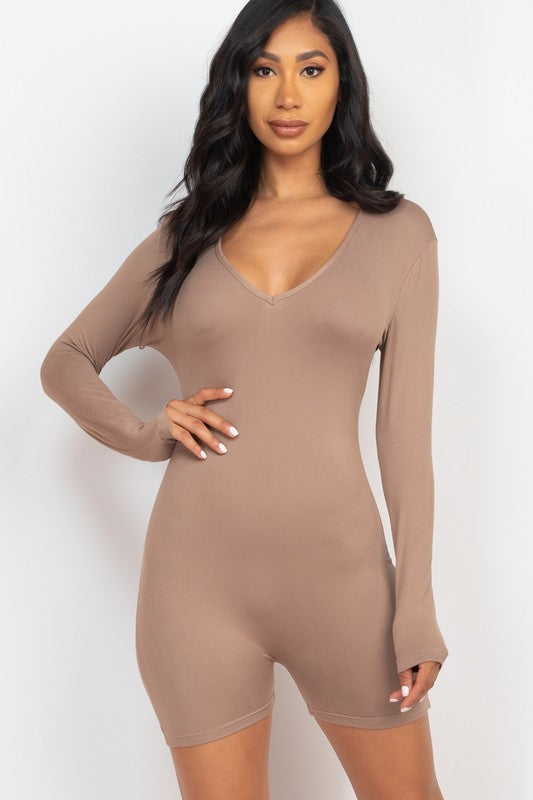 V-Neck Bodycon Romper