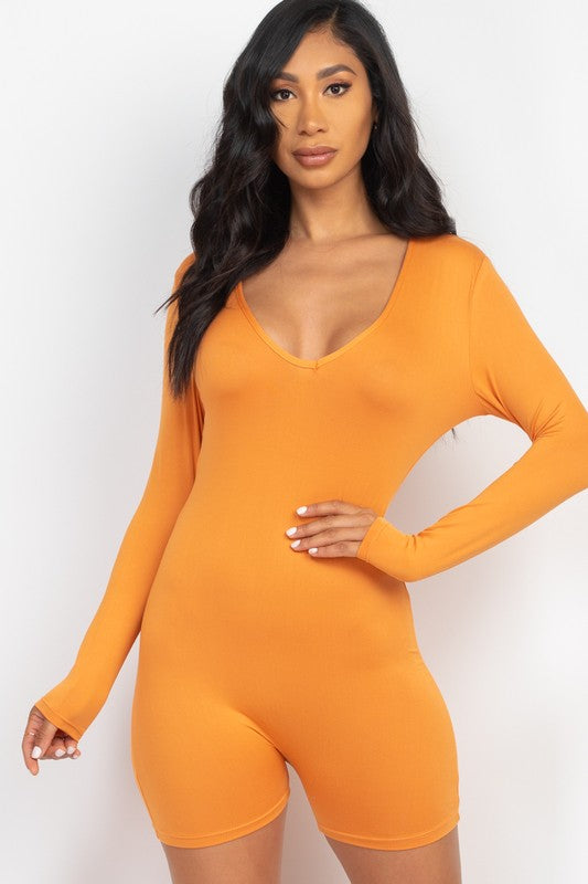 V-Neck Bodycon Romper