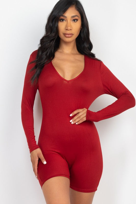 V-Neck Bodycon Romper