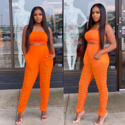 Orange Mesh Jogger