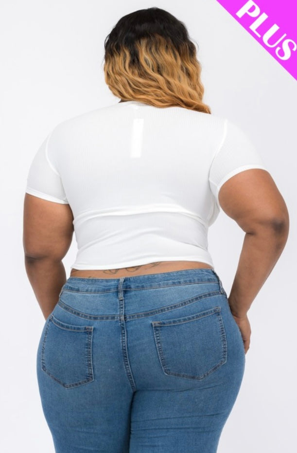 Plus Size Ribbed Ruched Top