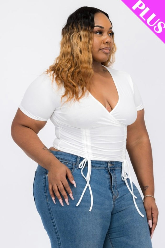 Plus Size Ribbed Ruched Top