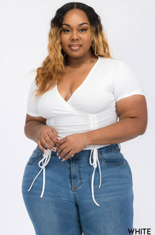 Plus Size Ribbed Ruched Top