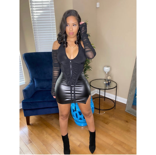 Megan Faux Leather Highwaist Mini Skirt